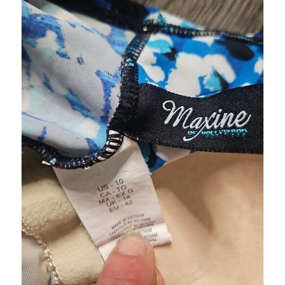 Maxine of Hollywood Blouson Ruched Pin-Up One-Piece Swimsuit Women's Size 10 - Picture 3 of 3